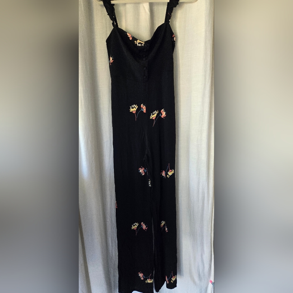 Flynn Skye Black Floral Jumpsuit Medium